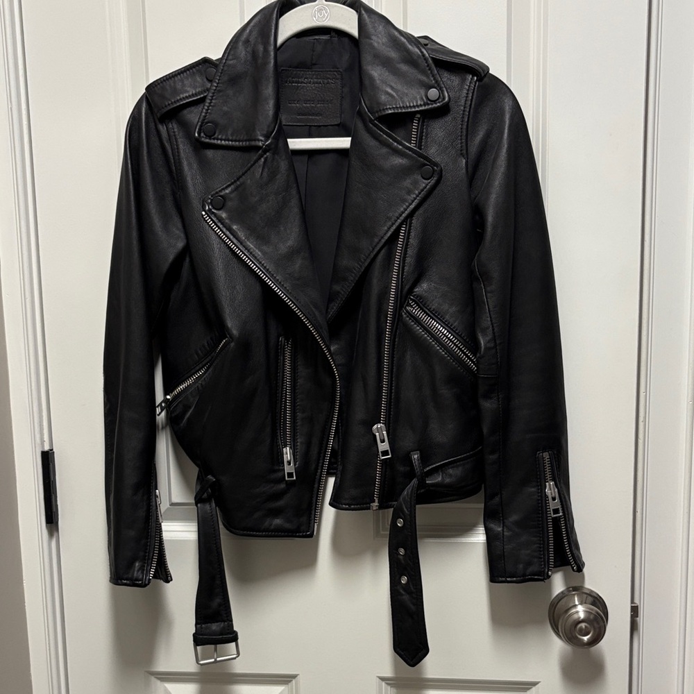 All Saints Black Leather Moto Jacket